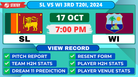 SL vs WI 3rd T20I Dream11 Prediction, Player H2H & Venue Stats, Pitch Report, Battle